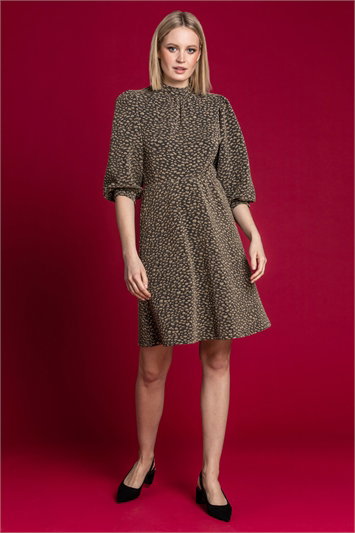 Shimmer Leopard Print Fit & Flare Dress 14202433