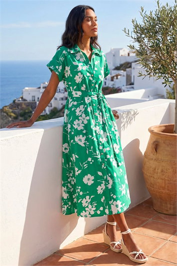 Floral Cotton Poplin Shirt Dress 14638334