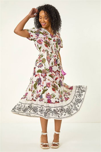 Petite Floral Dobby Print Midi Dress 14693638