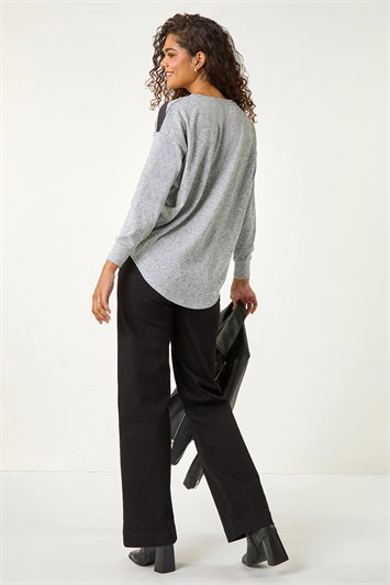 Contrast Stripe Ribbed Snit Top 19331518