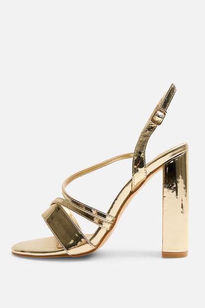 Metallic Grove Gold Metallic Round Toe Block Heels