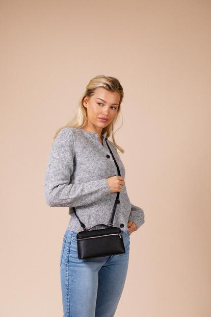 Black Faux Leather Crossbody Bag
