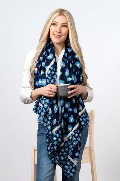 Pink Bordered Leopard Print Lightweight Scarf