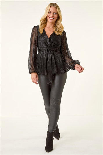 Petite Shimmer Twist Stretch Top 19424908