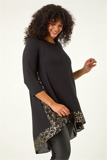 Curve Contrast High Low Tunic Top 19341333