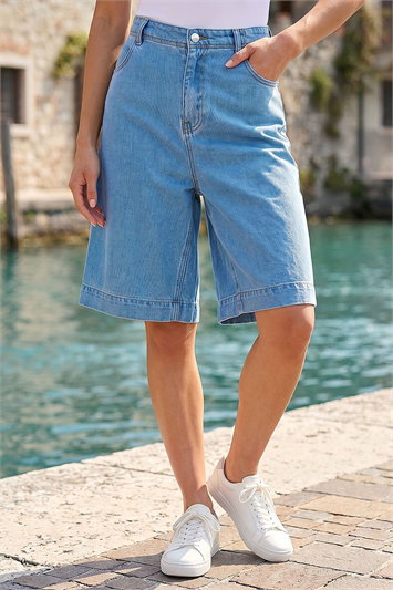 Blue Petite Pocket Shorts