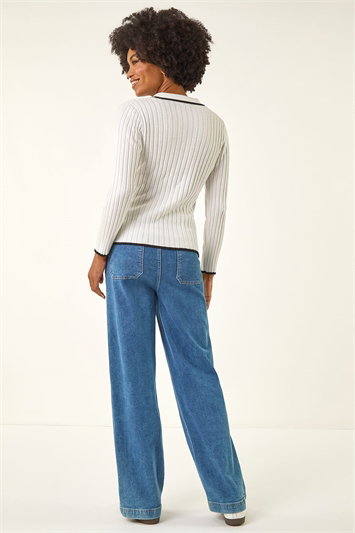 Textured Colour Block Knit Jumper 16311238