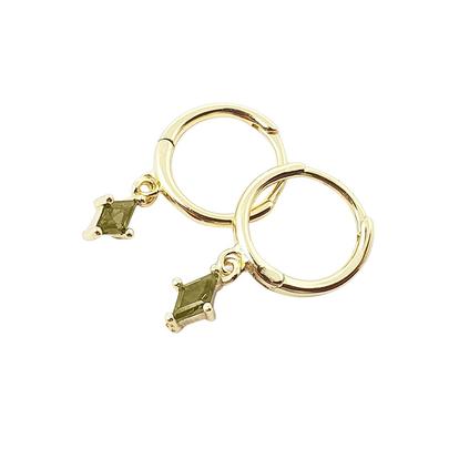 Green Peridot August Birthstone Delicate Dangle Hoops