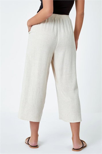 Petite Linen Blend Wide Cropped Trousers 18054459