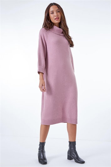 Roll Neck Knitted Midi Dress 14153646