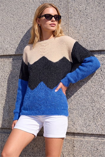 Blue Fluffy Sparkle Knit Jumper