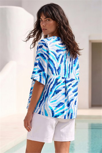 Print Pleated Tunic Top 20222809