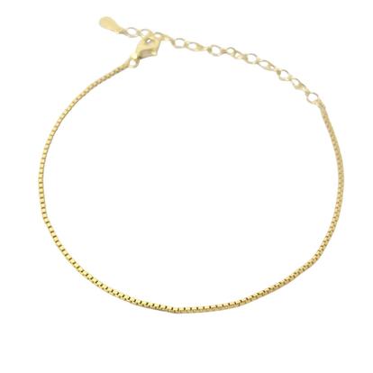 Metallic Gold Plated Everyday Minimalist Box Chain Bracelet