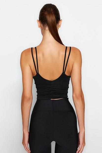 Double Strap V-Neck Ruched Longline Sports Bra M000054966