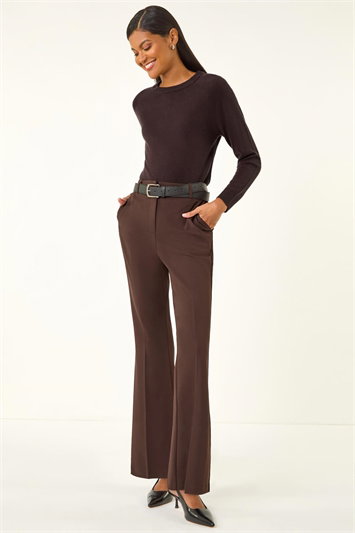 Brown Bootcut Leg Stretch Trousers