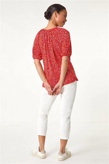 Petite Ditsy Print Button Front Top 19398678