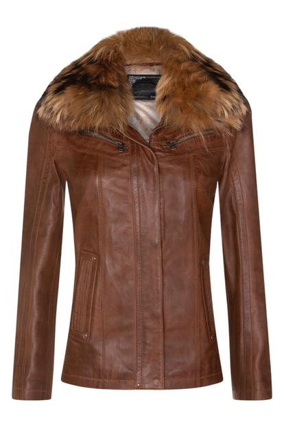 Black Womens Slim Fit Leather Parker Jacket