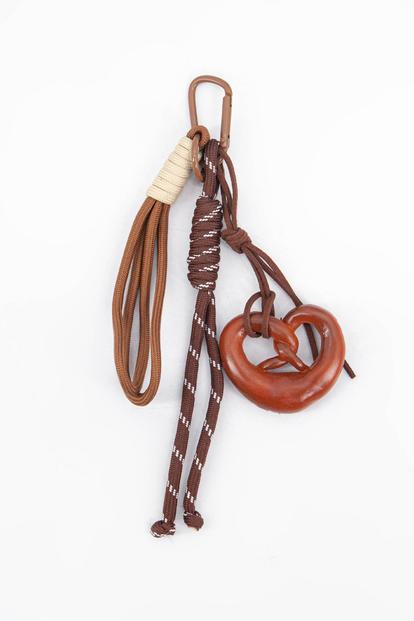 Brown Pretzel Clip On Bag Charm