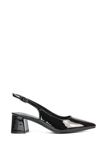 Black 'Devon' Court Shoe Block Heels With Slingback
