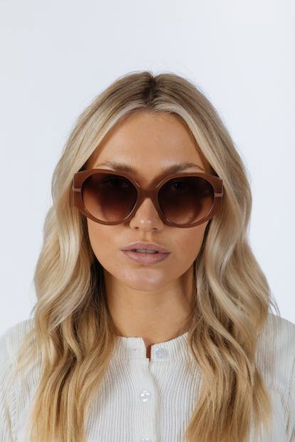 Brown Round Circle Sunglasses In Brown