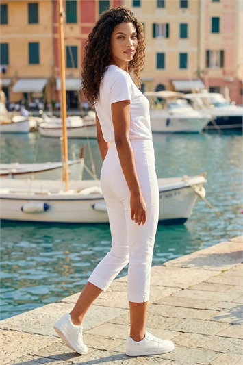 Petite Cropped Stretch Trousers 18031594