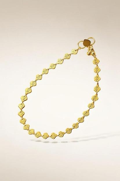 Metallic Golden Brass Fan Charm Minimalist Thin Slim Foot Payal Anklet