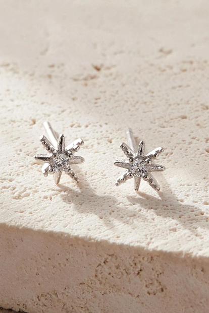 Metallic Sterling Silver Star Burst Studs