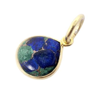 Metallic Gold Vermeil Round Azurite & Malachite Bezel Pendant