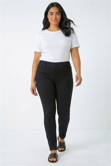 Black Curve Elastic Waist Stretch Denim Jegging