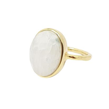 Metallic Statement Rainbow Moonstone June Birthstone Ring