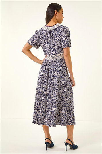Petite Contrast Floral Stretch Dress 14840060