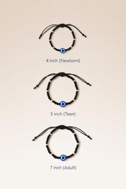 Black Adjustable Black Beads Evil Eye Bracelet For Kids And Adults