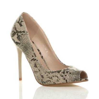 Black High Heel Peep Toe Stiletto Court Shoes