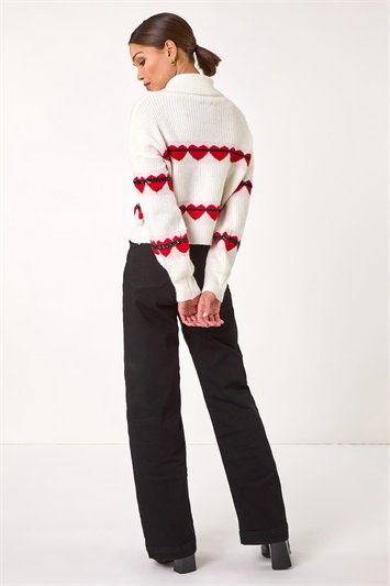 Stripe Heart Cowl Neck Knit Jumper 16151717
