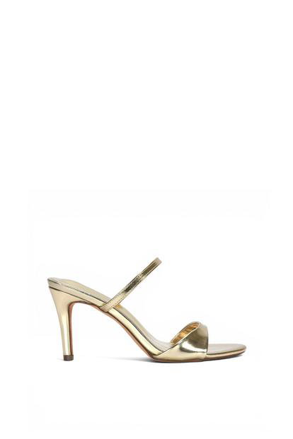 Black 'Kay' Slip On Stiletto Heel Mules With Open Toe