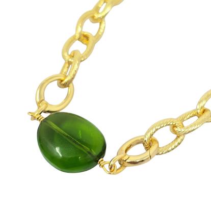 Metallic Peridot August Birthstone Statement Pendant Necklace