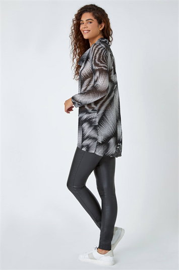 Abstract Print Cowl Neck Stretch Tunic Top 19244208