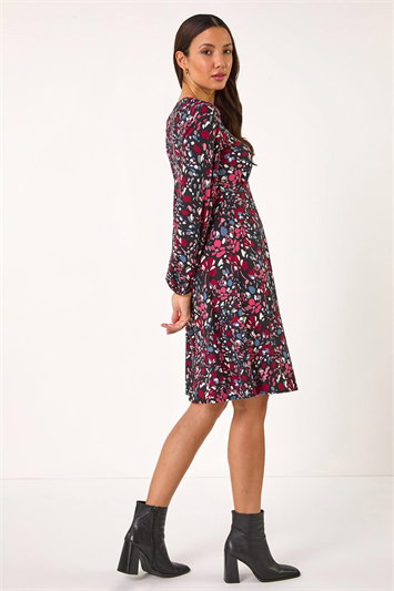 Floral Print Ruched Stretch Dress 14630472