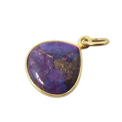 Metallic Gold Vermeil Round Bezel Pendant Purple Amethyst February Birthstone