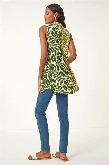 Leaf Print Button Longline Shirt 10208334