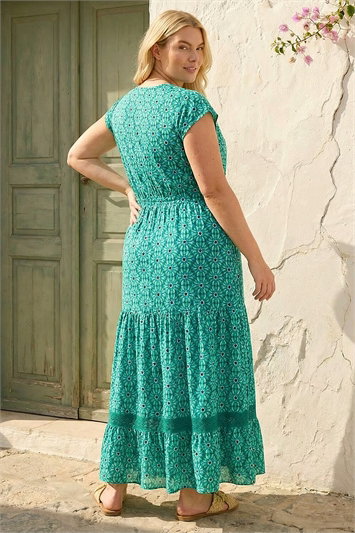 Curve Floral Print Swing Midi Dress 14753292