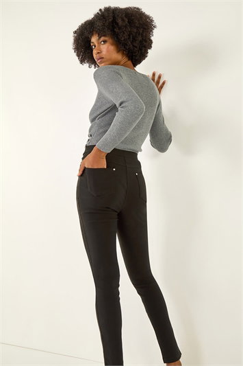 Black Elastic Waist Stretch Jean Trouser