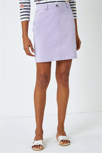 Purple Elastic Waist Straight Stretch Skirt