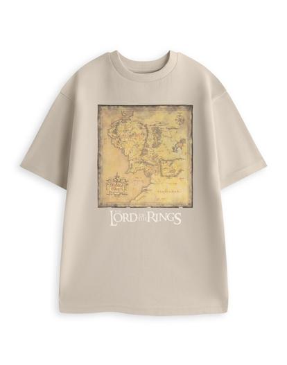 Cream Lord Of The Rings Map Large T-Shirt