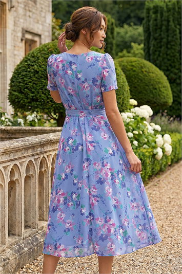 Mini Floral Pleat Neck Dress 14859909