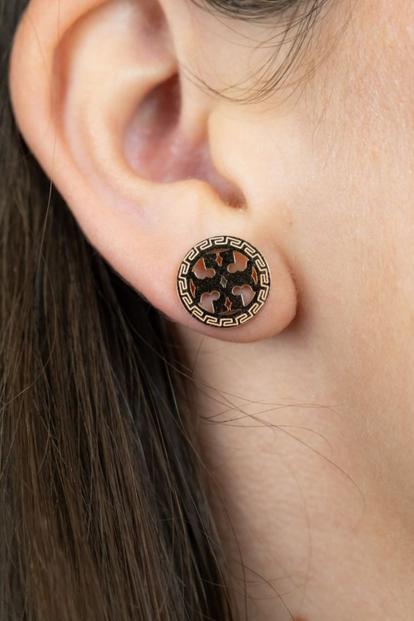 Metallic Large Round Tb Stud Earrings