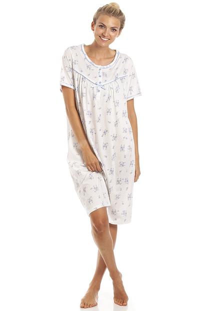 Pink Floral Dot Print Jersey Nightdress