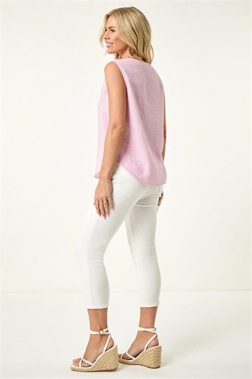 Petite Buttoned Sleeveless Blouse 10210872