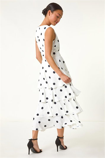 Petite Spot Print Tiered Midi Dress 14691894