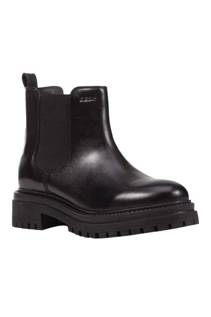 Black D Iridea B Leather Ankle Boots